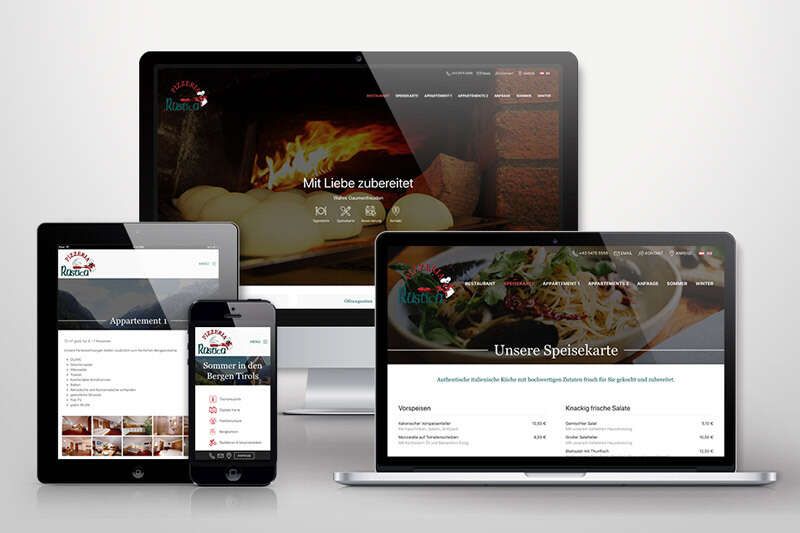 Responsive Webdesign Appartements Pizzeria Rustica Werbeagentur Auer Tirol